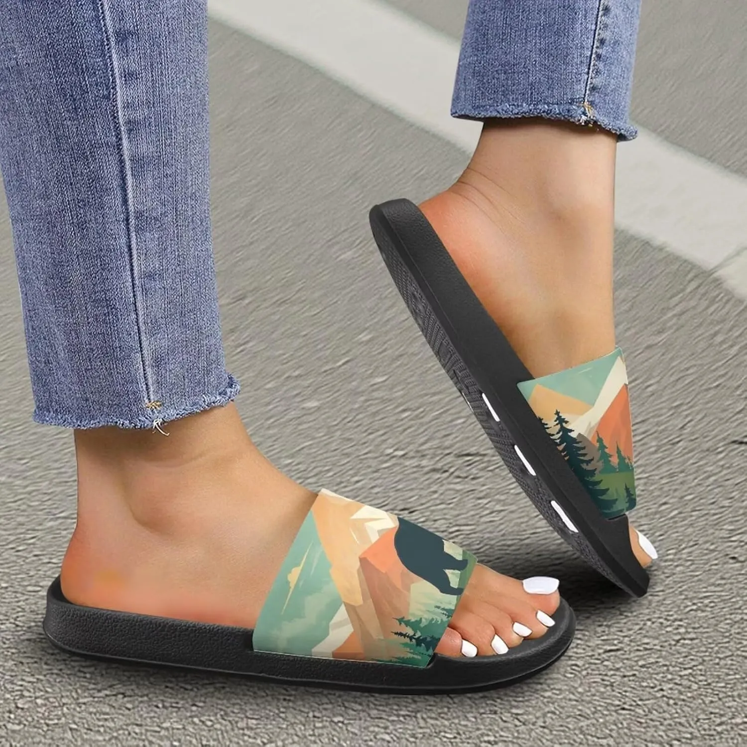JoyLamoria Animal Print Sandals House Slides Women Cloud Slippers Soft Cushioned Non-Slip Shower Beach Pool Summer Cozy