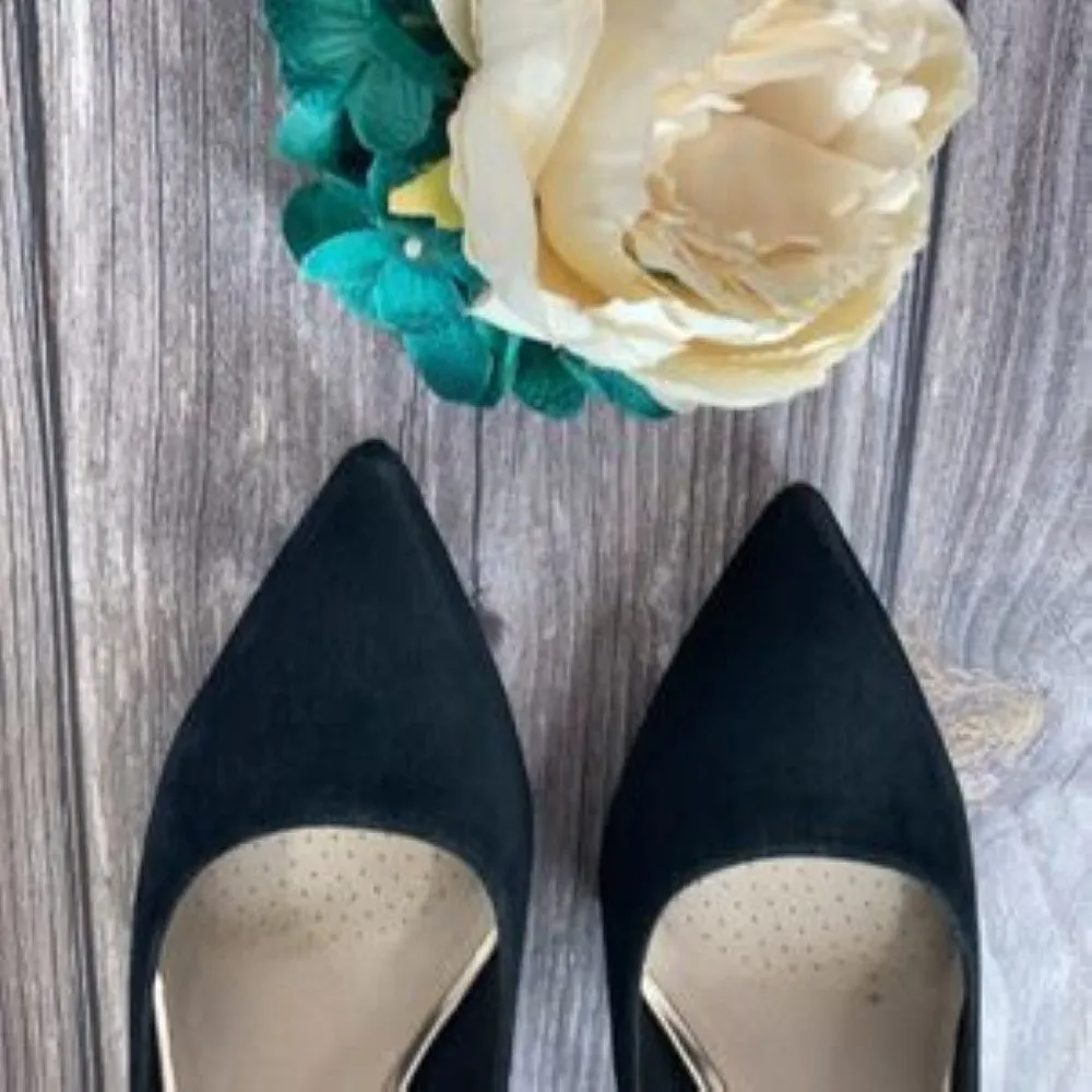 Kenneth Cole Black Leather Riley 85 Fringe Stud Pumps 9.5M