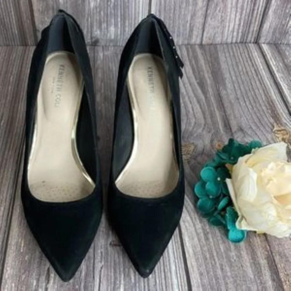 Kenneth Cole Black Leather Riley 85 Fringe Stud Pumps 9.5M