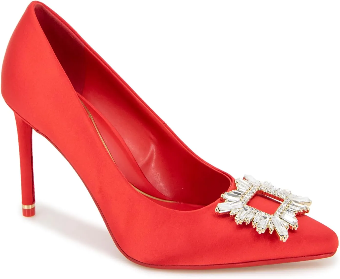 Kenneth Cole New York Women's QUINNLY Jewel Pump, Fuego Satin, 6.5