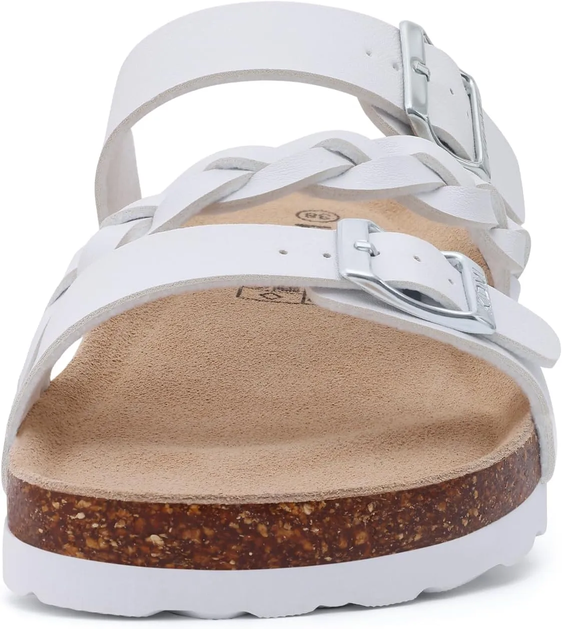 KIDMI Women's Cork Footbed Sandals with Arch Support Comfortable Slip-On Slide Sandals With Adjustable Buckle for Summer