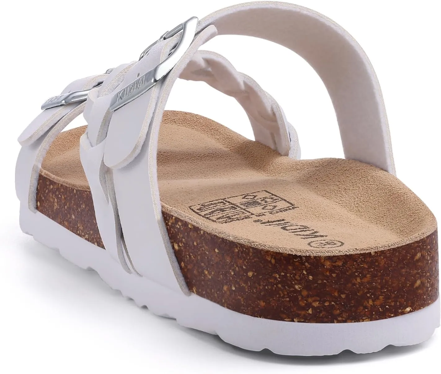 KIDMI Women's Cork Footbed Sandals with Arch Support Comfortable Slip-On Slide Sandals With Adjustable Buckle for Summer