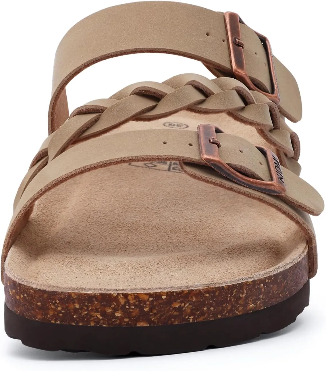 KIDMI Women's Cork Footbed Sandals with Arch Support Comfortable Slip-On Slide Sandals With Adjustable Buckle for Summer