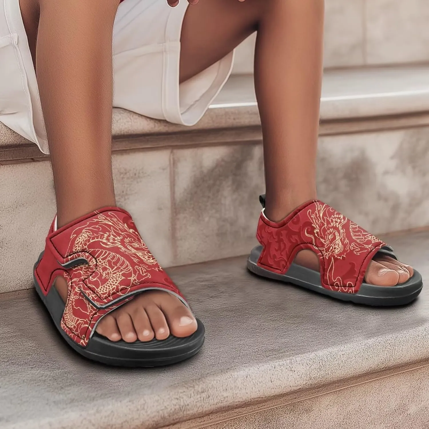 Kids Sandals Boys Girls Summer Outdoor Non-slip Athletic Sandals Adjustable Sport Sandal Lightweight Beach Gifts for Toddler/Little/Big Kid