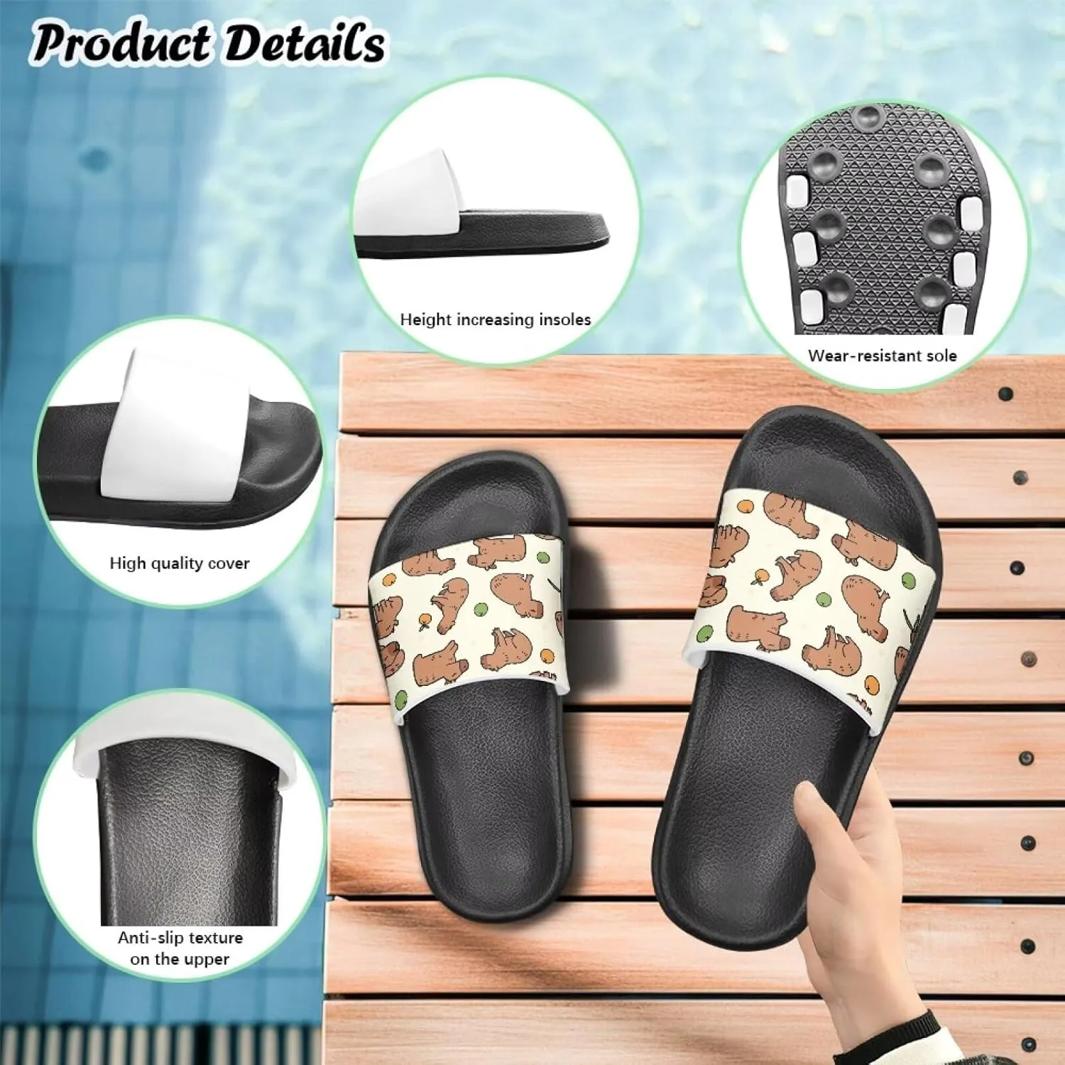 Kids Summer Sandals Cute Cartoon Slides for Girls & Boys Beach Pool House Shoes