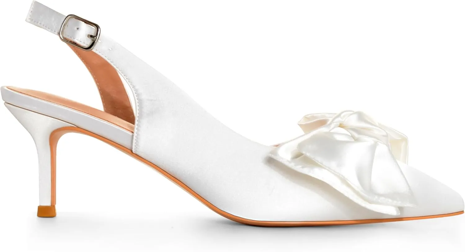 Kitten Heels for Women Closed Toe Bow Heels Shoes Pointed Toe Sling back Bow Heels