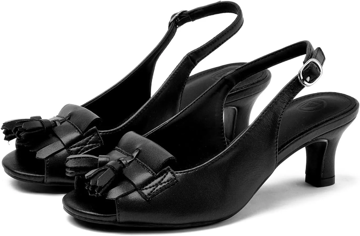 kkdom Women Comfort Tassels Fish Mouth Fashion Kitten Heels Pump Shoes