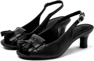 kkdom Women Comfort Tassels Fish Mouth Fashion Kitten Heels Pump Shoes
