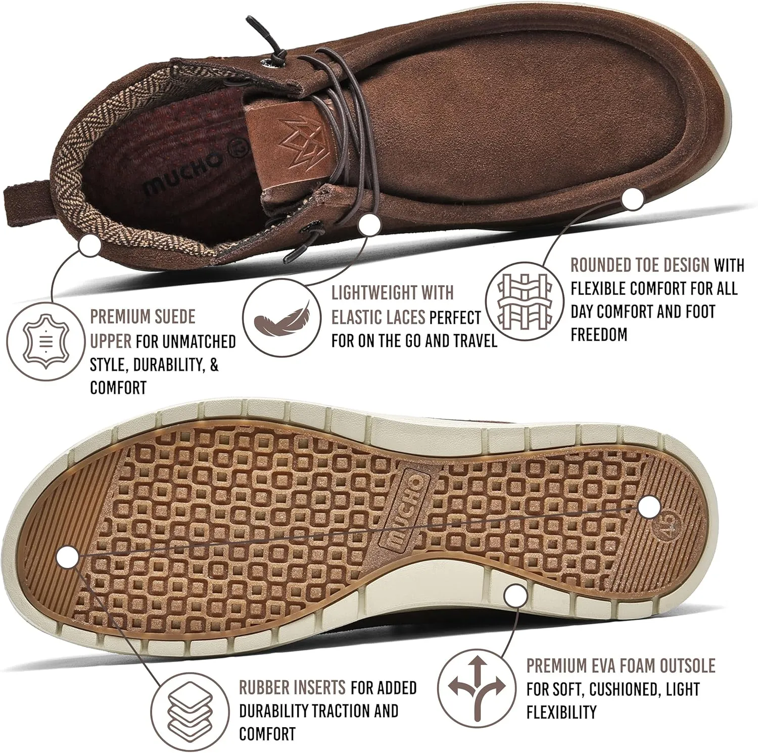 KONA & Chukka Men's Loafers Casual Slip-On Business Casual Shoes- Lightweight and Breathable Slip-On Lace Men's Suede Loafers Sneakers