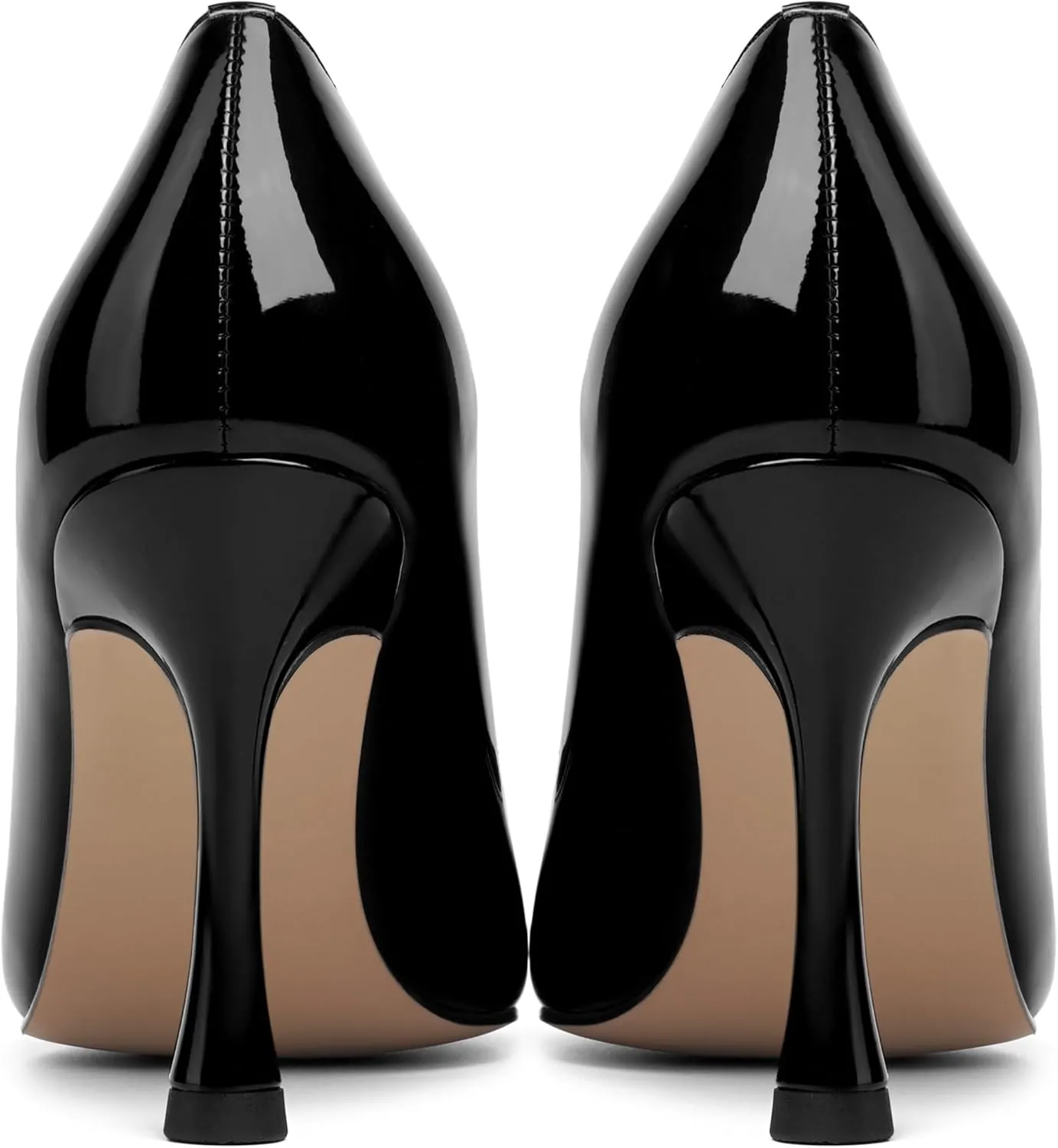 KUOARN Womens Dress Pointed Toe Dating Solid Shiny Patent Slip On Stiletto High Heel Pumps Shoes 3.3 Inch