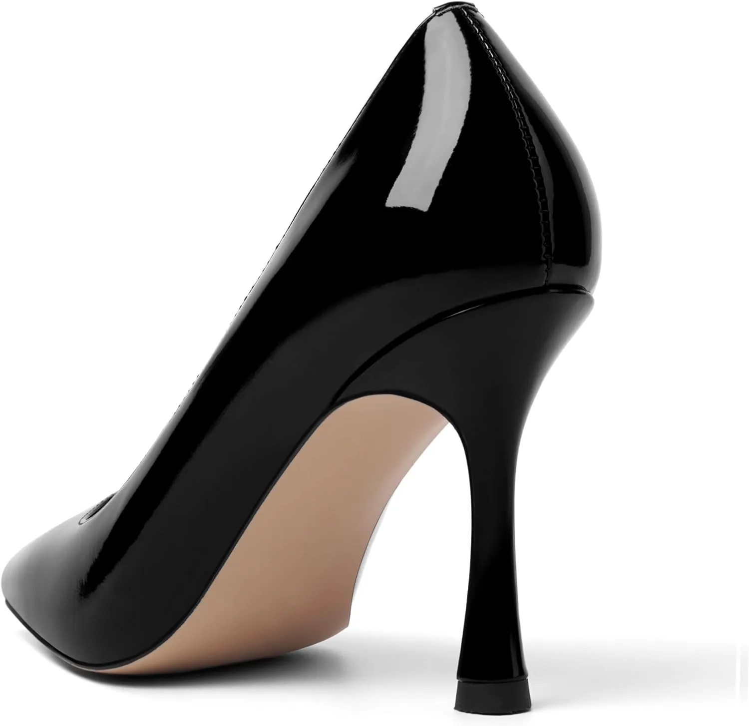 KUOARN Womens Dress Pointed Toe Dating Solid Shiny Patent Slip On Stiletto High Heel Pumps Shoes 3.3 Inch