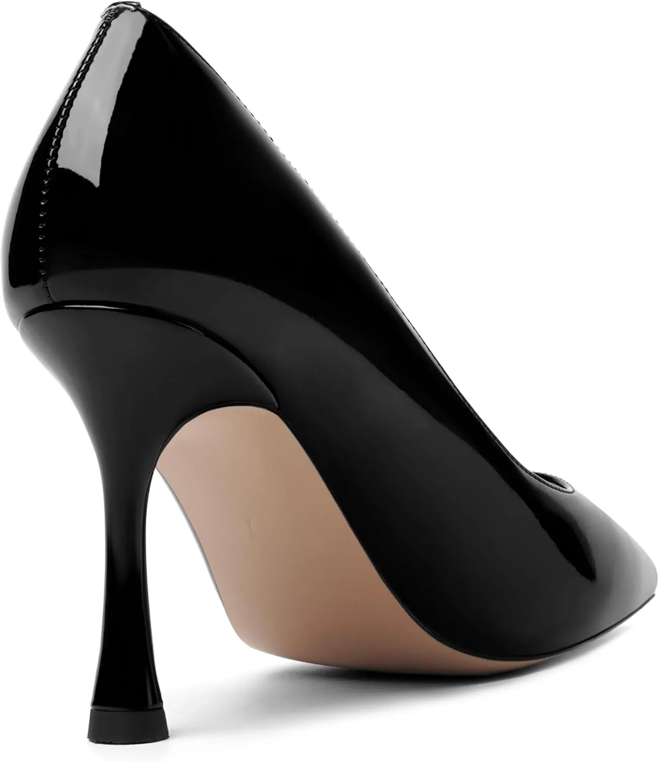 KUOARN Womens Dress Pointed Toe Dating Solid Shiny Patent Slip On Stiletto High Heel Pumps Shoes 3.3 Inch