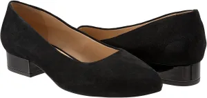LEHOOR Women Low Chunky Block Heel Pumps Pointed Toe Slip On Flats Shoes Comfort 1.5 Inch Thick Heels Pointy Closed Toe Dress Sandals Suede Patent Office Work Pump Ladies Basic Classic Retro 4-11 M US