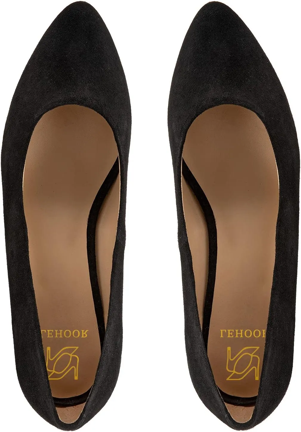 LEHOOR Women Low Chunky Block Heel Pumps Pointed Toe Slip On Flats Shoes Comfort 1.5 Inch Thick Heels Pointy Closed Toe Dress Sandals Suede Patent Office Work Pump Ladies Basic Classic Retro 4-11 M US