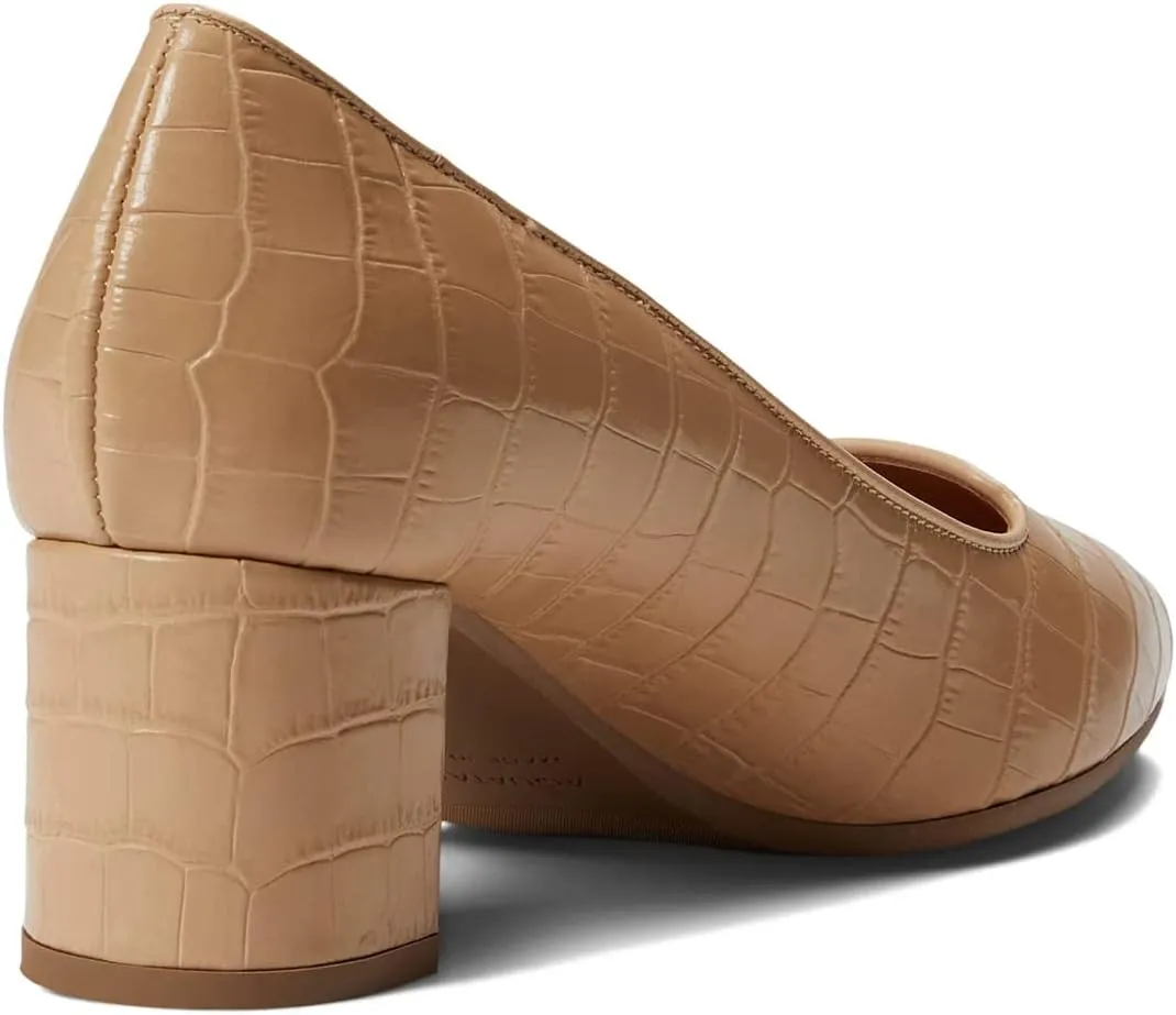 LEHOOR Women's Chunky Block Heels Pointed-Toe Slip-on Pumps 2 inch Heel Dress Shoes Comfortable Closed Toe Sandals for Office Ladies Matte Crocodile Suede Classic Work Party Wedding Spring 4-11 M US