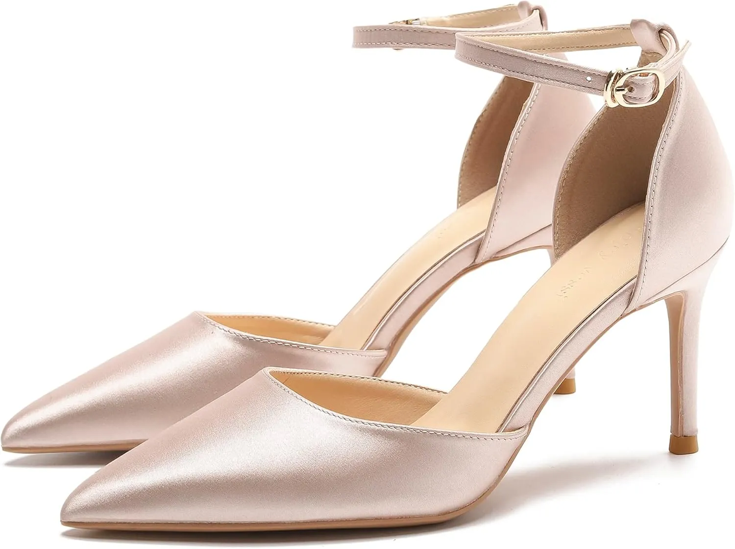 LizFoYa Women D’Orsay High Heels Strappy Pointed Toe Pumps Ankle Strap Dress Wedding Party Stiletto Shoes