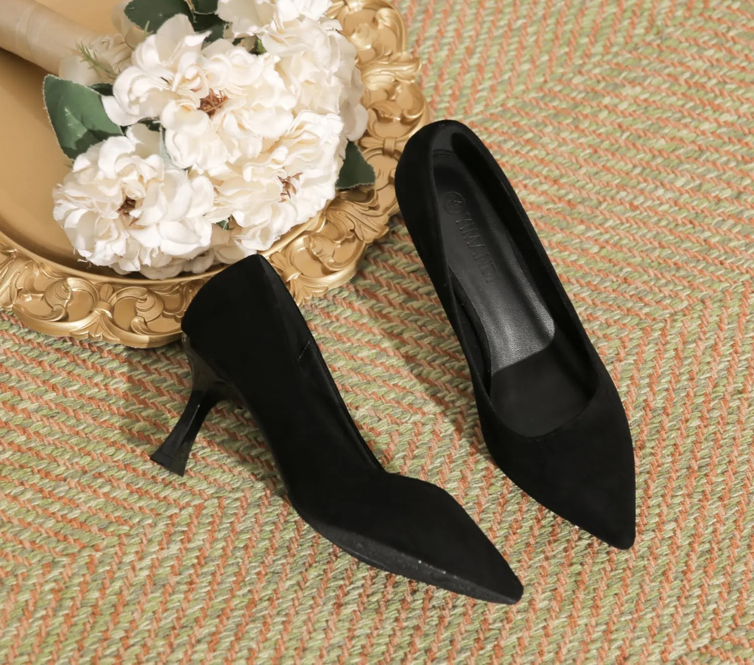 LizFoYa Women Kitten Heel Dress Pump Pointed Toe Classic Office Dressy Casual Pump High Heels