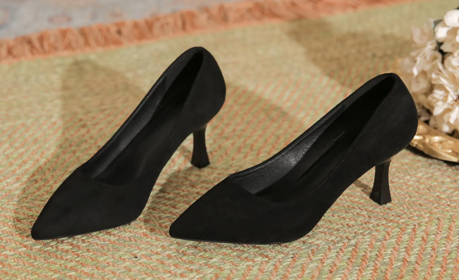 LizFoYa Women Kitten Heel Dress Pump Pointed Toe Classic Office Dressy Casual Pump High Heels