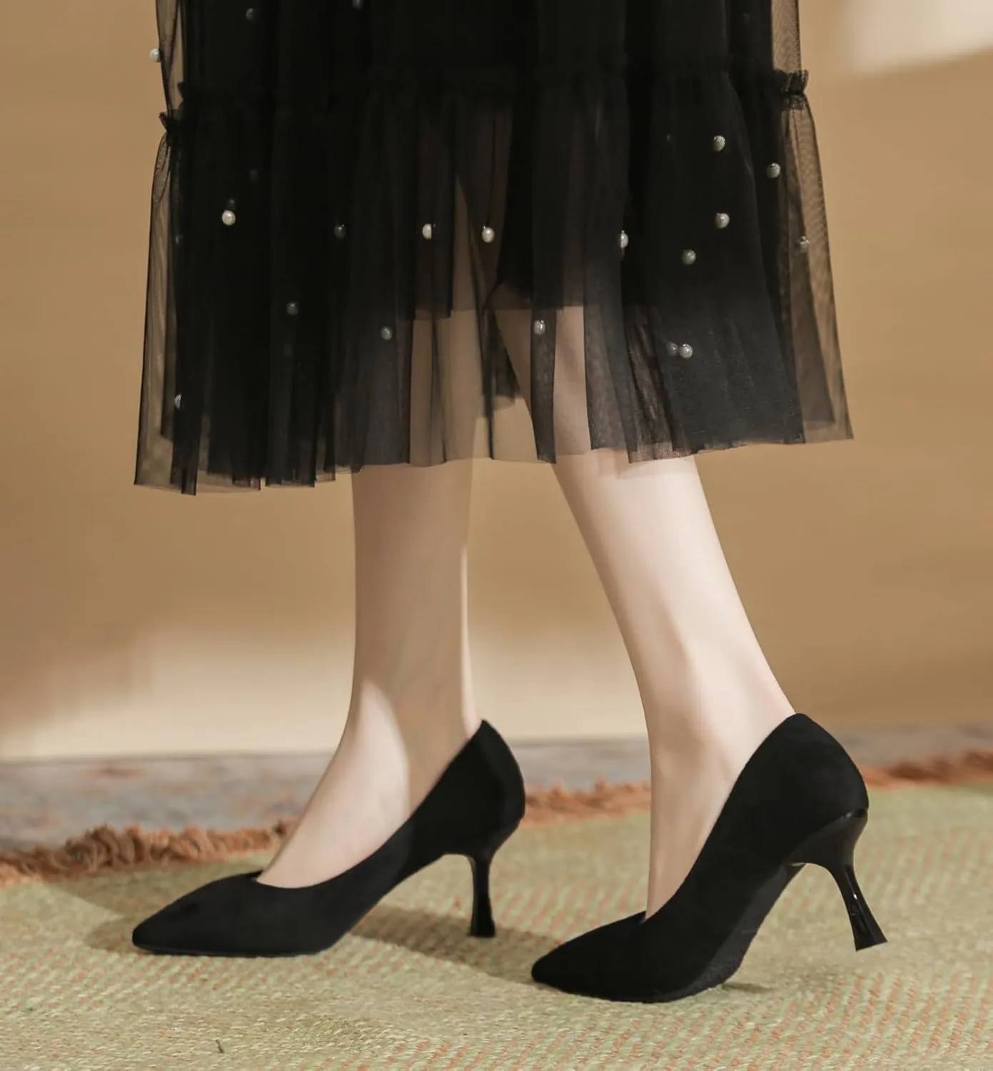 LizFoYa Women Kitten Heel Dress Pump Pointed Toe Classic Office Dressy Casual Pump High Heels