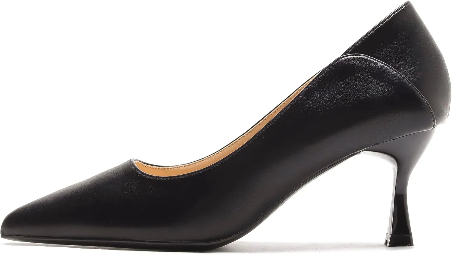 LizFoYa Women's Pointed Toe Leather Slip On 2 Inch Kitten Low Heel Pumps Office Work Dress Foldable Shoes