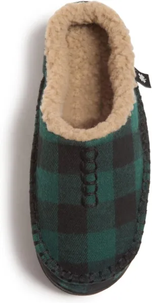 Lucky Brand Boys Buffalo Plaid Memory Foam Clog Slippers, Non Slip Rubber Sole House Shoes, Kids Cozy Fluffy Bedroom Clogs