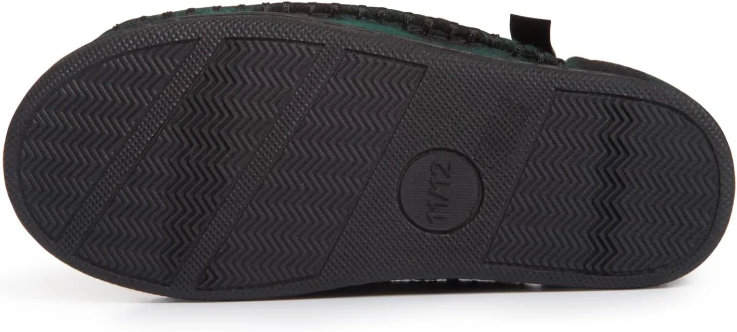 Lucky Brand Boys Buffalo Plaid Memory Foam Clog Slippers, Non Slip Rubber Sole House Shoes, Kids Cozy Fluffy Bedroom Clogs