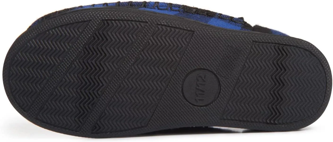 Lucky Brand Boys Buffalo Plaid Memory Foam Clog Slippers, Non Slip Rubber Sole House Shoes, Kids Cozy Fluffy Bedroom Clogs