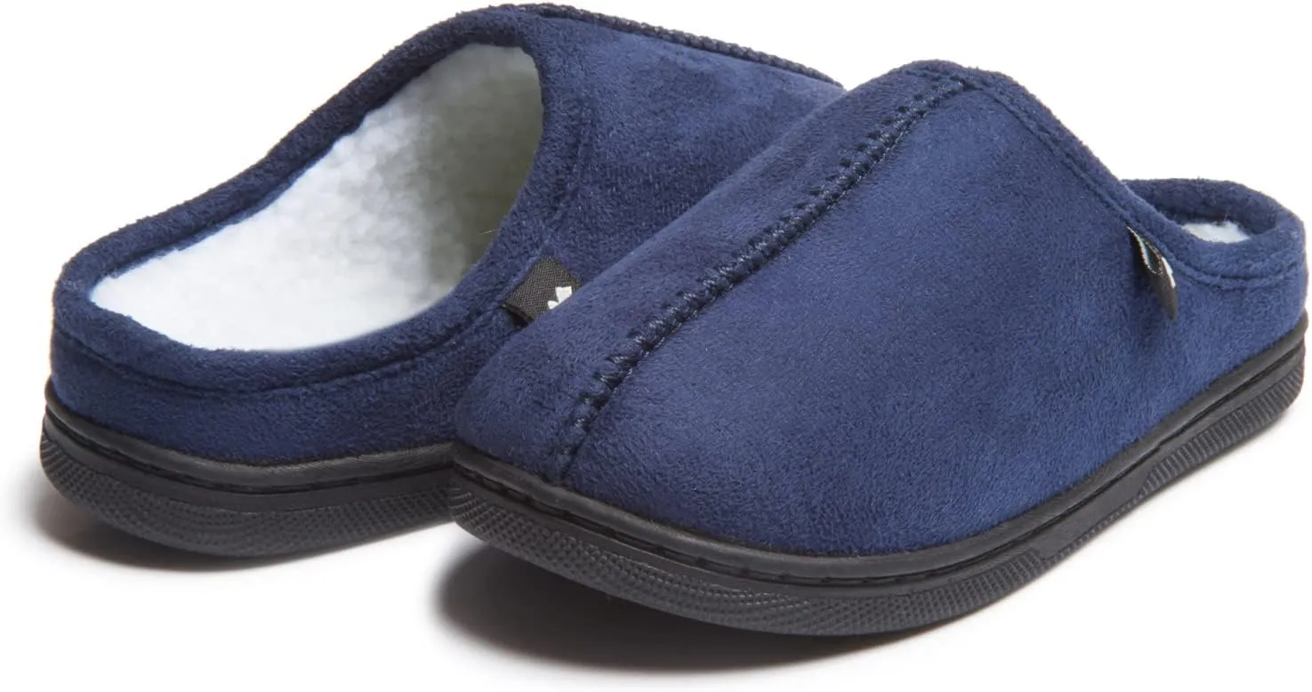 Lucky Brand Boys Memory Foam Microsuede Sherpa Clog Slippers, Fuzzy Non Slip Indoor Outdoor House Shoes, Kids Bedroom Clogs