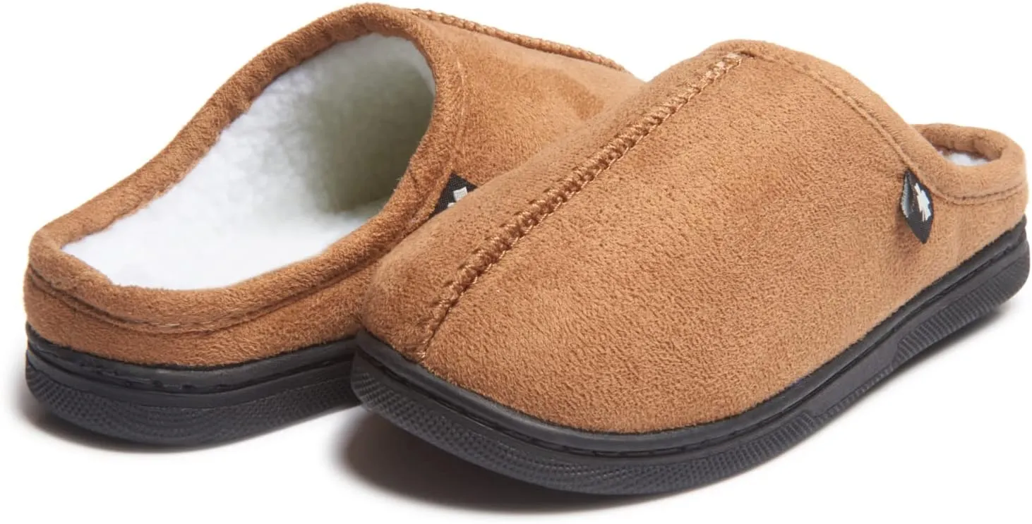 Lucky Brand Boys Memory Foam Microsuede Sherpa Clog Slippers, Fuzzy Non Slip Indoor Outdoor House Shoes, Kids Bedroom Clogs