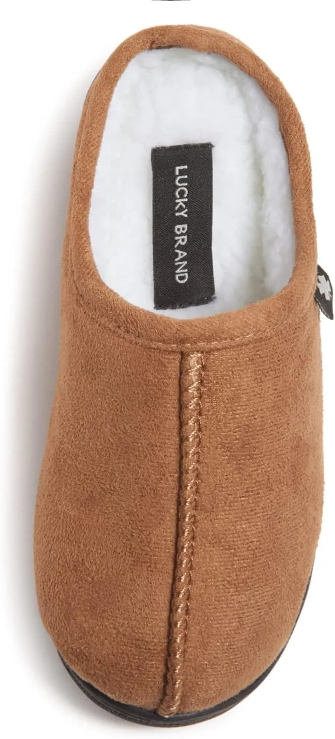 Lucky Brand Boys Memory Foam Microsuede Sherpa Clog Slippers, Fuzzy Non Slip Indoor Outdoor House Shoes, Kids Bedroom Clogs