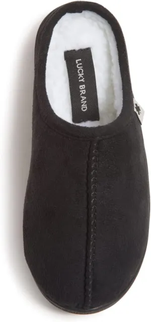 Lucky Brand Boys Memory Foam Microsuede Sherpa Clog Slippers, Fuzzy Non Slip Indoor Outdoor House Shoes, Kids Bedroom Clogs