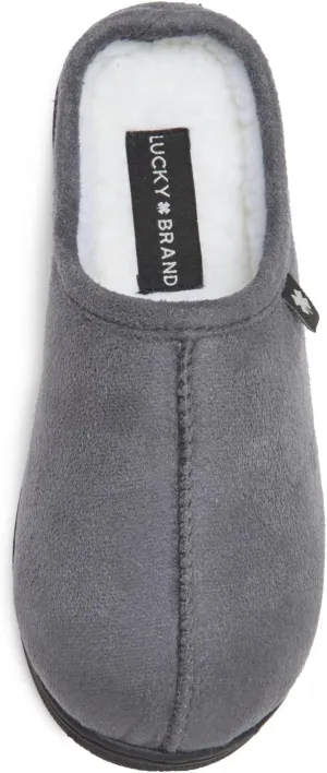 Lucky Brand Boys Memory Foam Microsuede Sherpa Clog Slippers, Fuzzy Non Slip Indoor Outdoor House Shoes, Kids Bedroom Clogs