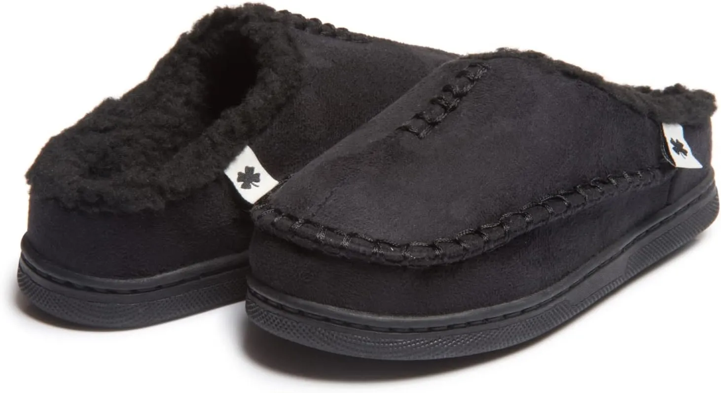Lucky Brand Boys Micro Suede Clog Slippers, Non Slip Rubber Sole Warm Fuzzy Fluffy House Shoes, Kids Indoor Outdoor Clogs
