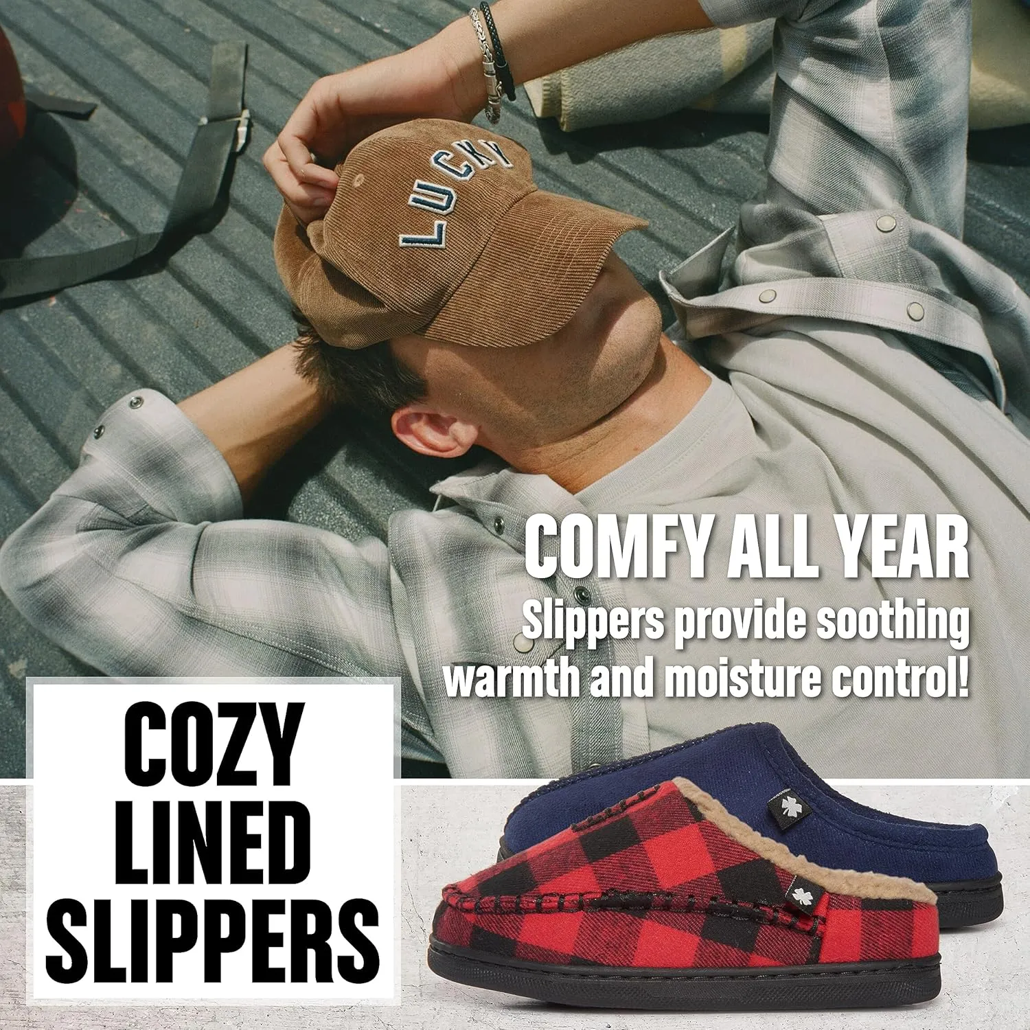 Lucky Brand Boys Micro Suede Clog Slippers, Non Slip Rubber Sole Warm Fuzzy Fluffy House Shoes, Kids Indoor Outdoor Clogs