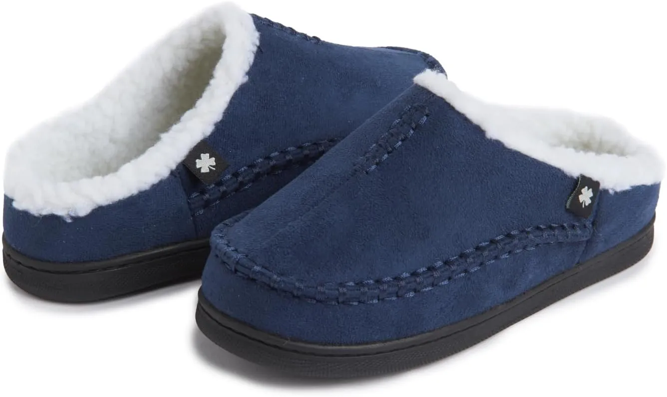 Lucky Brand Boys Micro Suede Clog Slippers, Non Slip Rubber Sole Warm Fuzzy Fluffy House Shoes, Kids Indoor Outdoor Clogs