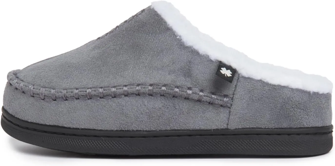 Lucky Brand Boys Micro Suede Clog Slippers, Non Slip Rubber Sole Warm Fuzzy Fluffy House Shoes, Kids Indoor Outdoor Clogs
