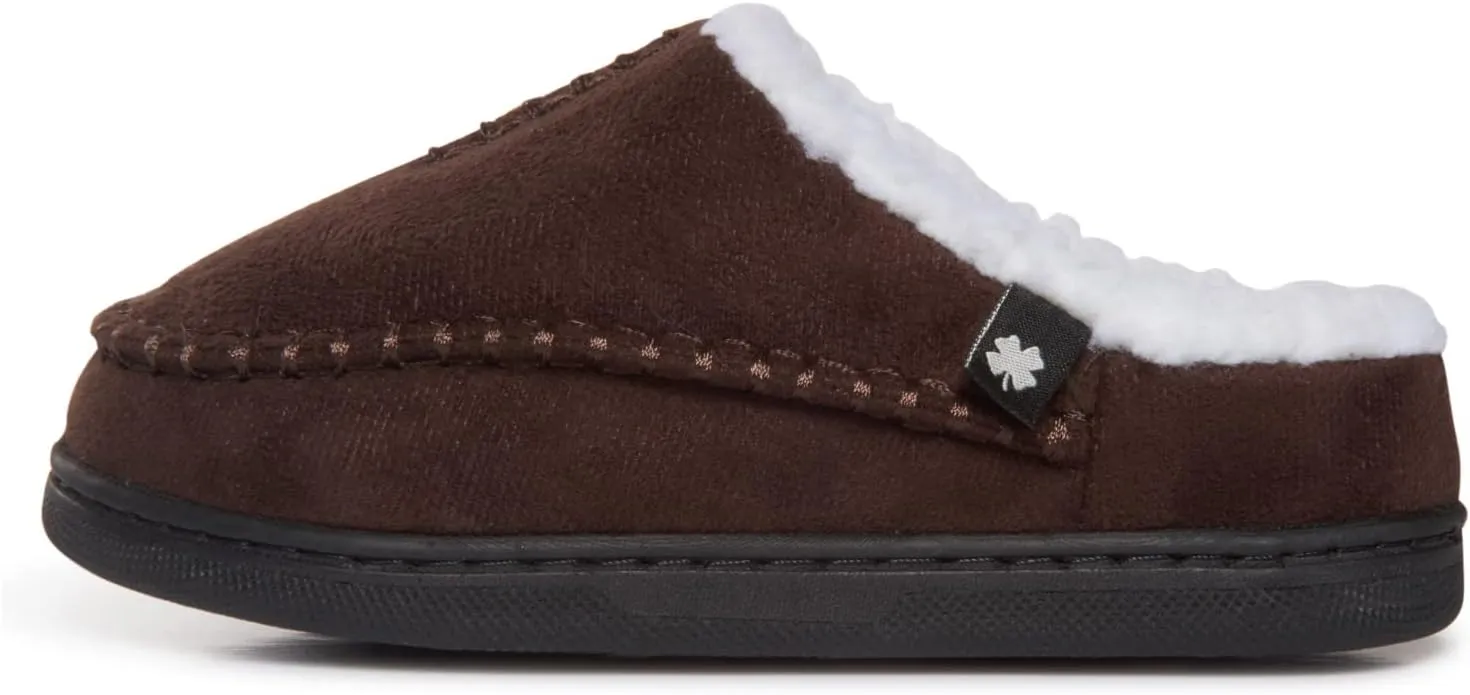 Lucky Brand Boys Micro Suede Clog Slippers, Non Slip Rubber Sole Warm Fuzzy Fluffy House Shoes, Kids Indoor Outdoor Clogs