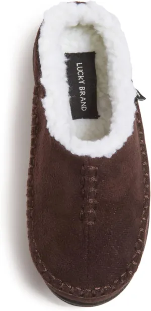 Lucky Brand Boys Micro Suede Clog Slippers, Non Slip Rubber Sole Warm Fuzzy Fluffy House Shoes, Kids Indoor Outdoor Clogs