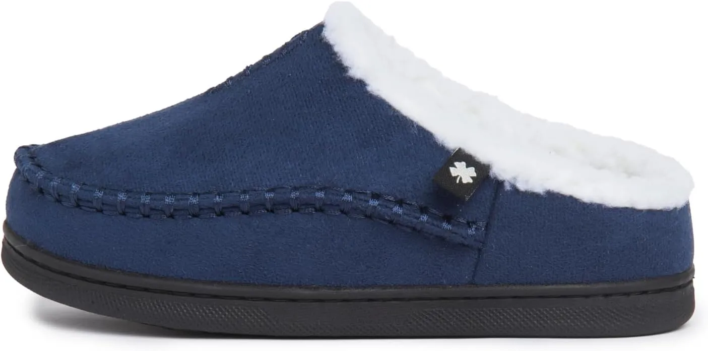 Lucky Brand Boys Micro Suede Clog Slippers, Non Slip Rubber Sole Warm Fuzzy Fluffy House Shoes, Kids Indoor Outdoor Clogs