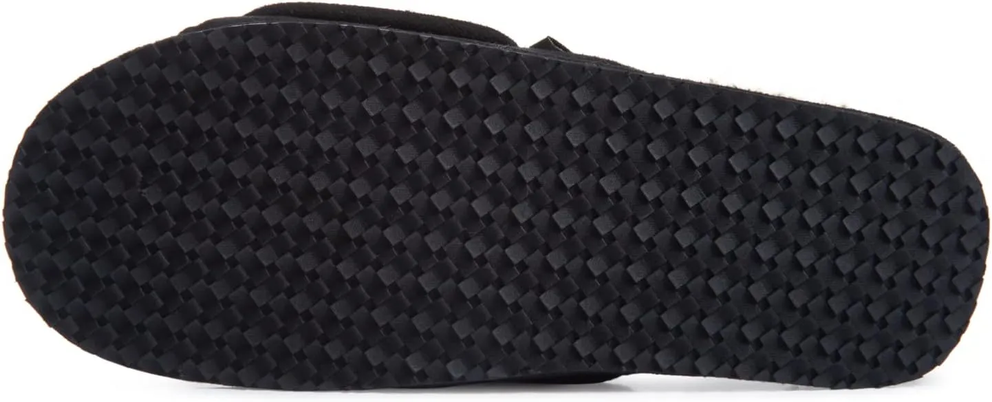 Lucky Brand Mens Microsuede Memory Foam Open Toe Slippers, Cool Adjustable Strap Indoor Outdoor House Sliders for Men