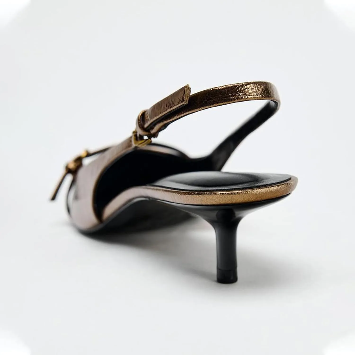 Lymphvity Women's Pointed Toe with Buckle Slingback Kitten Heels Sexy Backless Low Heel Pump Shoes Fashion Leather Slip On Dress Shoes