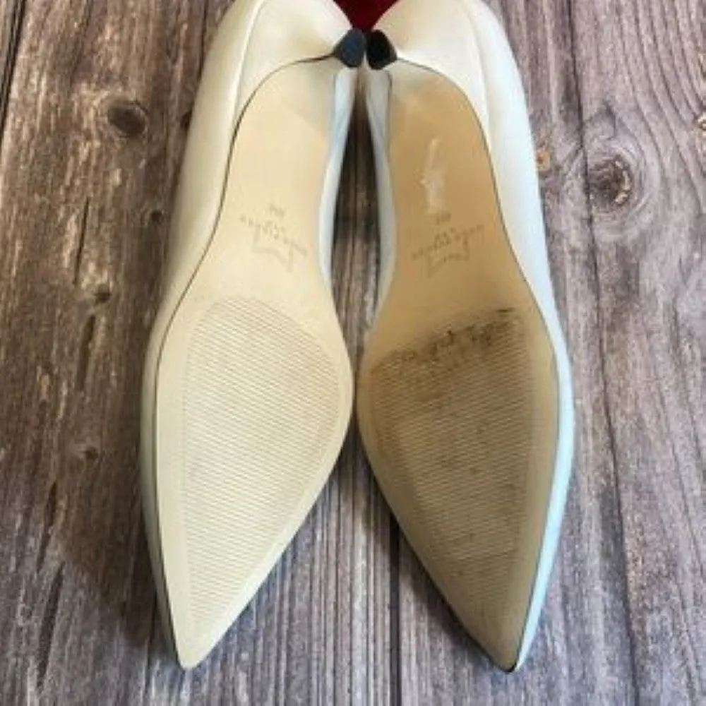 MARC FISHER Xanthe White Leather Kitten Heel Pump 9M