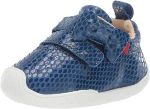 Marc Joseph New York Toddlers Boys/Girls Leather Double Velcro Strap with Bow Loafer, Royal Blue Snake, 6 Little Kid