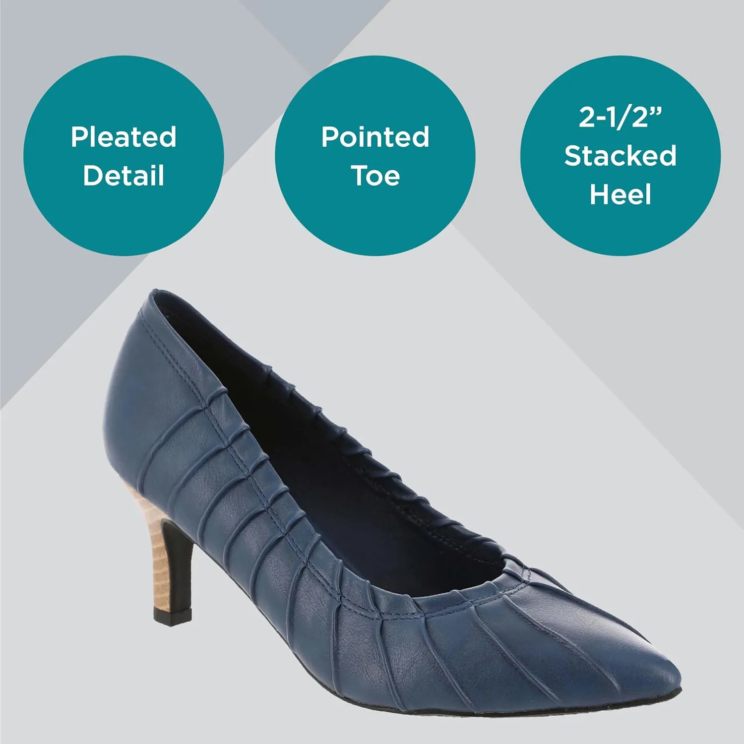 Masseys Women's Bella Pleated Mid Heel Pump
