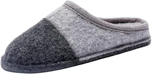 Men's Boiled Wool House Slippers Breathable Winter Warm Slip on Mules Indoor/Outdoor Slipper for Women Two Tone Cap Toe Clog