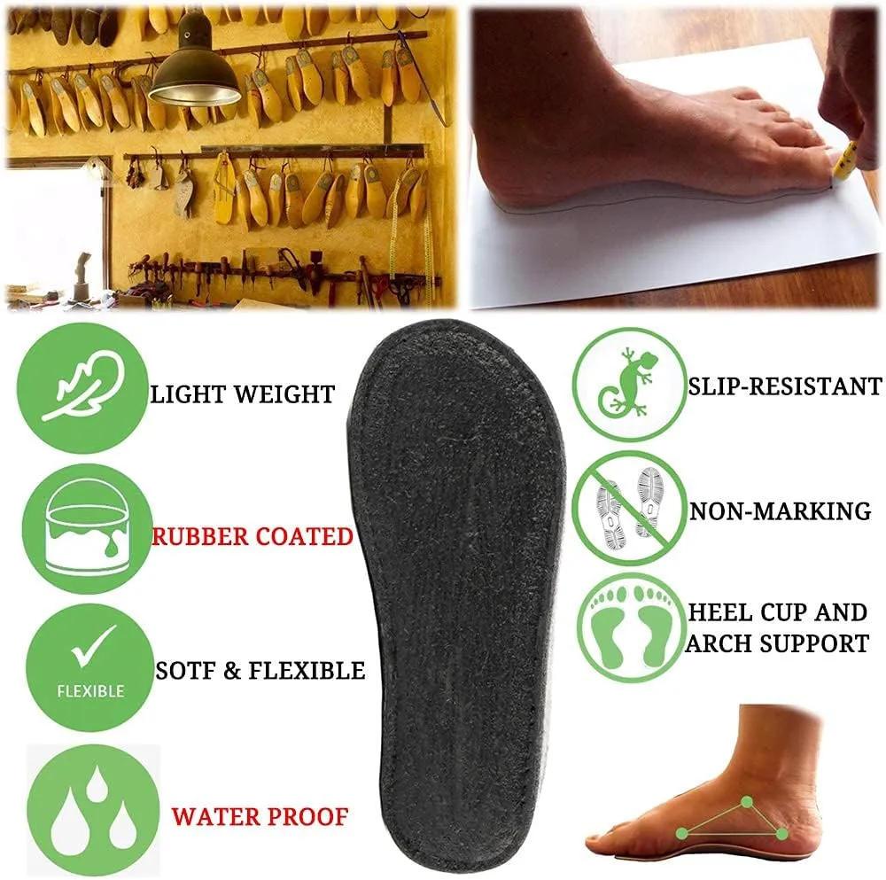 Men's Boiled Wool House Slippers Breathable Winter Warm Slip on Mules Indoor/Outdoor Slipper for Women Two Tone Cap Toe Clog