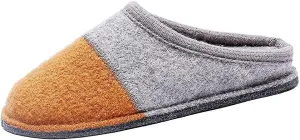 Men's Boiled Wool House Slippers Breathable Winter Warm Slip on Mules Indoor/Outdoor Slipper for Women Two Tone Cap Toe Clog