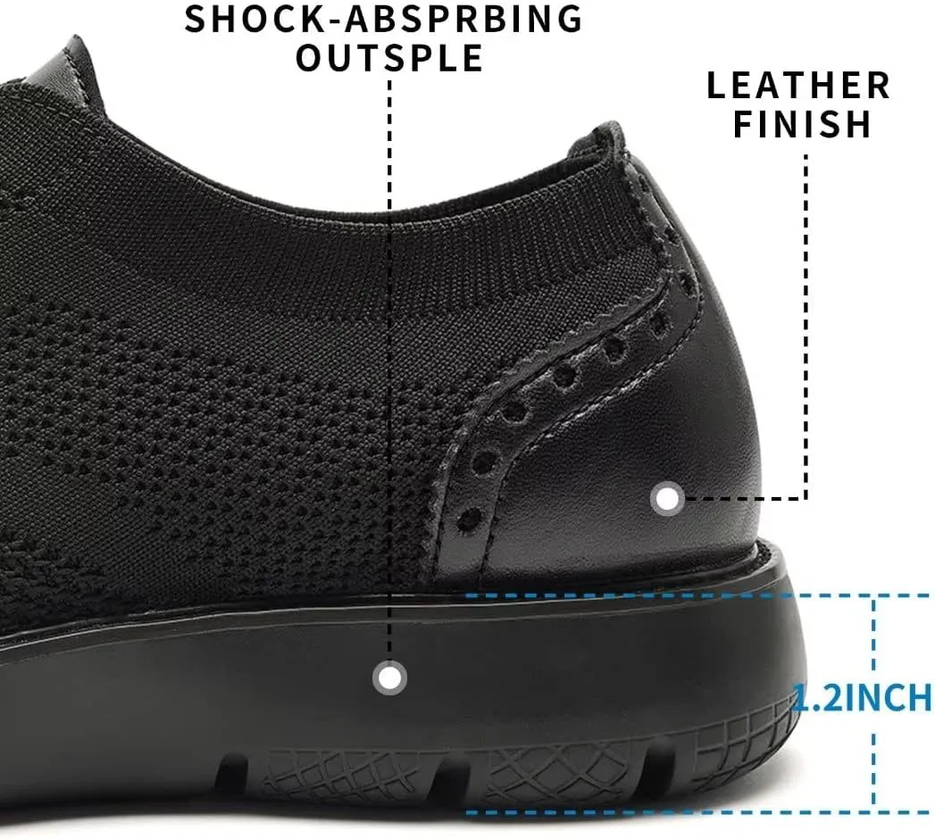 Men's Casual Sneakers Dress Shoes - Comfort Dress Sneakers Mesh Knit Lightweight Breathable Formal Oxford Business Shoes