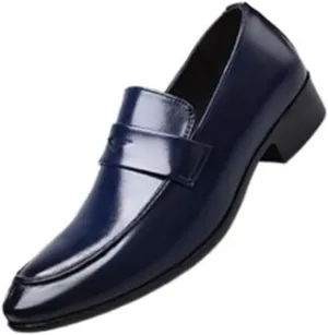 Mens Loafers Shoe Simple Breathable Burnished Toe Loafers Faux Leather Resistant Flat Heel Lightweight Fashion Slip On