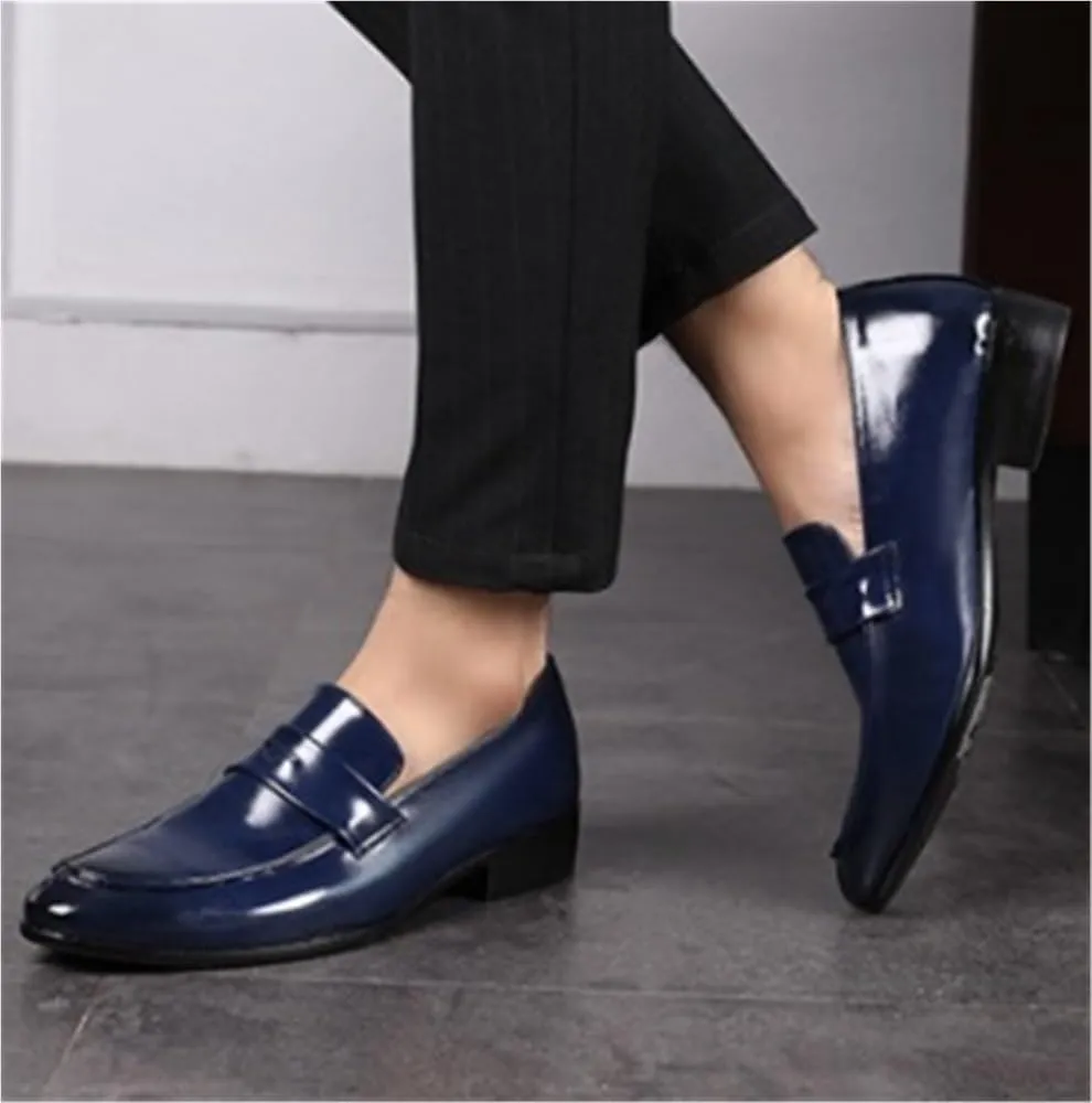 Mens Loafers Shoe Simple Breathable Burnished Toe Loafers Faux Leather Resistant Flat Heel Lightweight Fashion Slip On